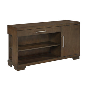 English Elm Modern Mango Veneer End Table with Dovetail Drawer and Open Shelf, Nickel Pull, Contemporary Storage Design Espresso 53.5 L x 19.5 W x 31.5 H B011P387101