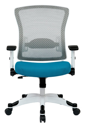 OSP Home Furnishings White Frame Ergonomic Mesh Manager Chair with Lumbar Support for Executive Office Use 317W-W1C1F2W-7