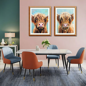 English Elm Set Of 2 Highland Cow Framed Canvas Prints – Rustic Farmhouse Wall Art For Living Rooms & Bedrooms T3976P383235-GIGA