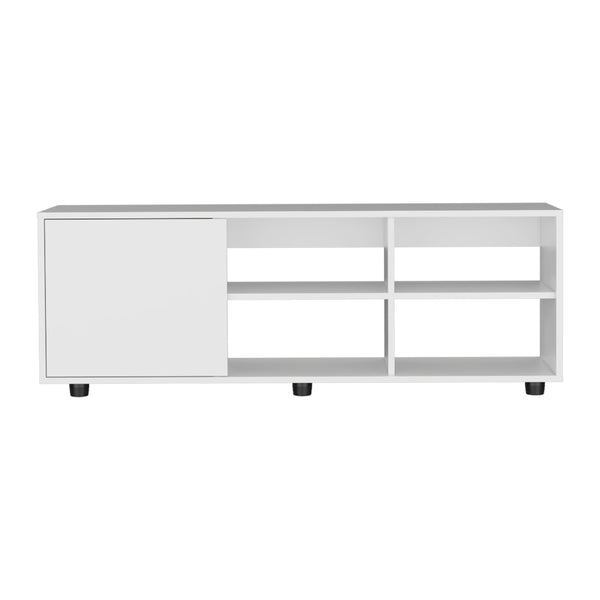 English Elm Adel 51" TV Stand with Cabinet and Four Shelves, Cable Management, Holds Up to 60" TVs, Sleek Design White 53 L x 21 W x 5 H B070P254800