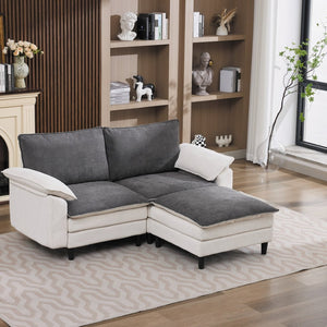 English Elm 70.87" Chenille Modular Cloud Sectional with Ottoman Deep Plush Seating for Living Rooms W5029S00001