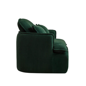 English Elm Convertible Compressed Sofa Chair Ottoman Corduroy Fold-Out Recliner for Small Spaces Dorm Apartments Green W1036P251813