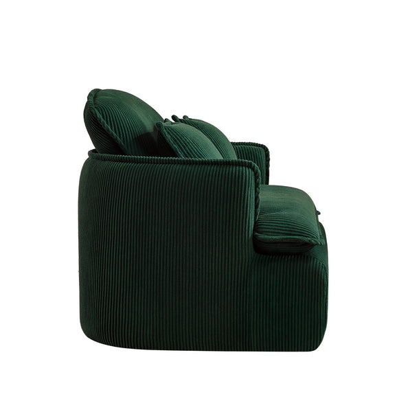 English Elm Convertible Compressed Sofa Chair Ottoman Corduroy Fold-Out Recliner for Small Spaces Dorm Apartments Green W1036P251813