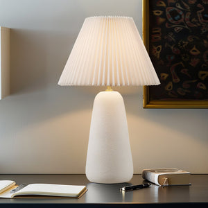 JLA Home INK+IVY - Textured Ceramic Lamp with Matte White Sculpted Base and Fluted Fabric Shade, LED Included, Versatile Decor II153-0162