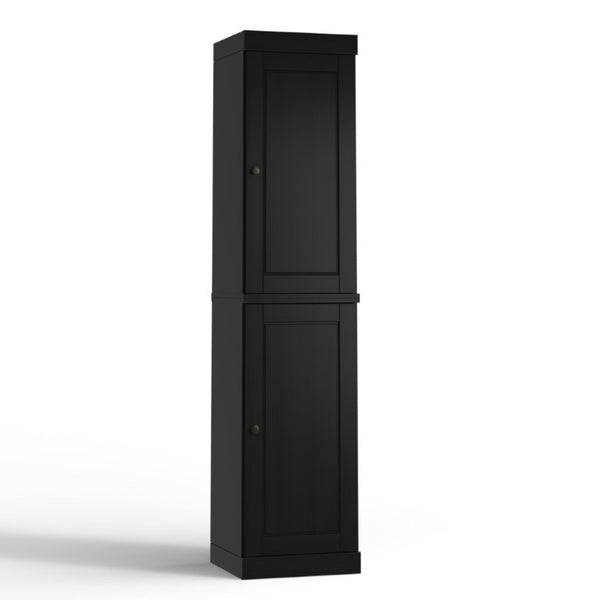 17 Inch Solid Wood Freestanding Linen Storage Cabinet with Double Doors Bathroom