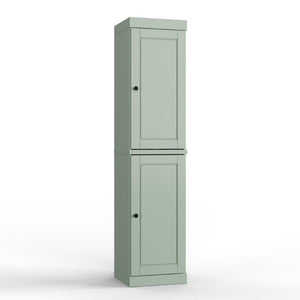 HomeRoots 17 Inch Solid Wood Bathroom Linen Cabinet with Double Doors and Freestanding Storage 748368