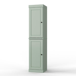 17 Inch Solid Wood Bathroom Linen Cabinet with Double Doors and Freestanding Storage
