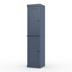 HomeRoots 17 Inch Solid Wood Freestanding Linen Cabinet with Double Doors French Blue Finish 748371