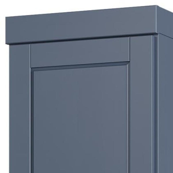 17 Inch Solid Wood Freestanding Linen Cabinet with Double Doors French Blue Finish