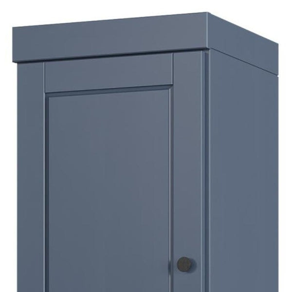 17 Inch Solid Wood Freestanding Linen Cabinet with Double Doors French Blue Finish
