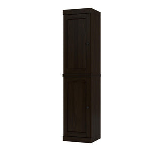 HomeRoots 17 Inch Espresso Solid Wood Bathroom Linen Cabinet with Double Doors Storage 748373