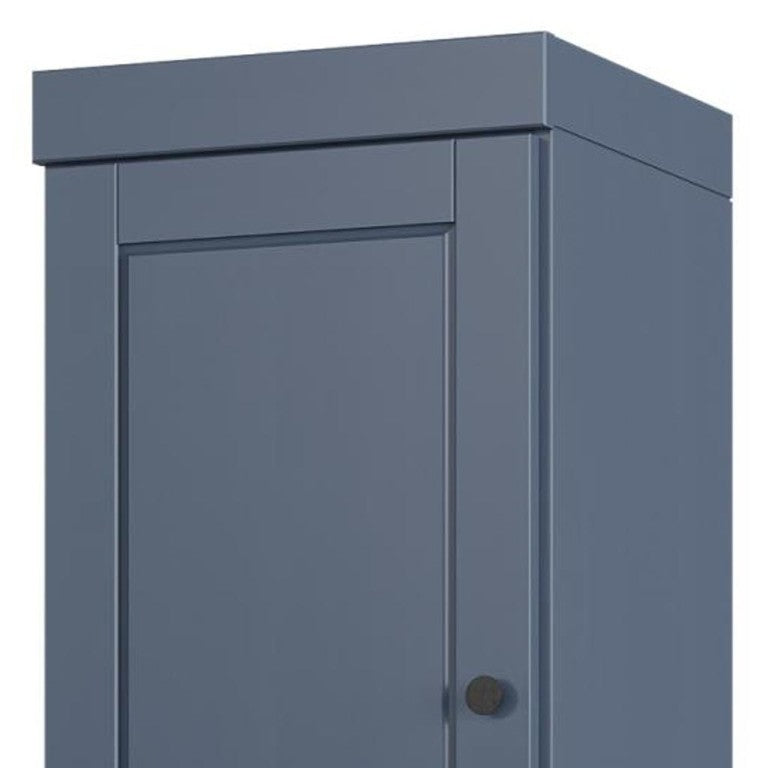 HomeRoots 17 Inch Solid Wood Linen Cabinet with Double Doors French Blue Bathroom Storage 748385