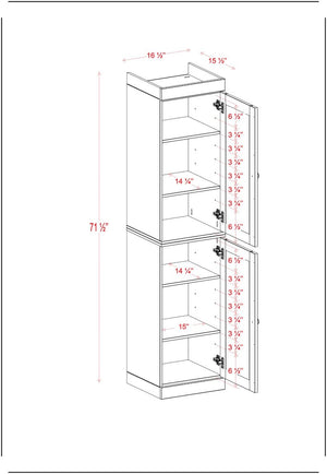 17 Inch Espresso Solid Wood Freestanding Linen Cabinet with Double Doors for Bathroom