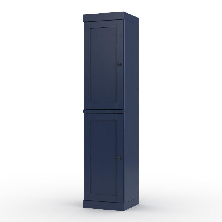 HomeRoots 17 Inch Solid Wood Linen Cabinet with Double Doors Freestanding Bathroom Storage 748412