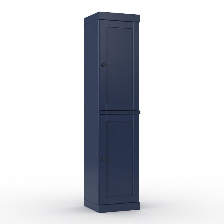 HomeRoots 17 Inch Solid Wood Linen Cabinet with Double Doors Freestanding Bathroom Storage 748412