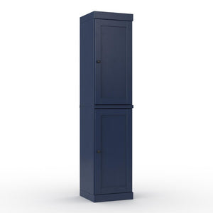 17 Inch Solid Wood Linen Cabinet with Double Doors Freestanding Bathroom Storage