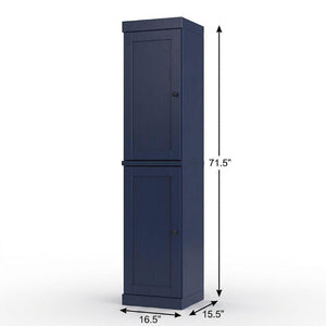 17 Inch Solid Wood Linen Cabinet with Double Doors Freestanding Bathroom Storage