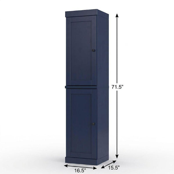 17 Inch Solid Wood Linen Cabinet with Double Doors Freestanding Bathroom Storage