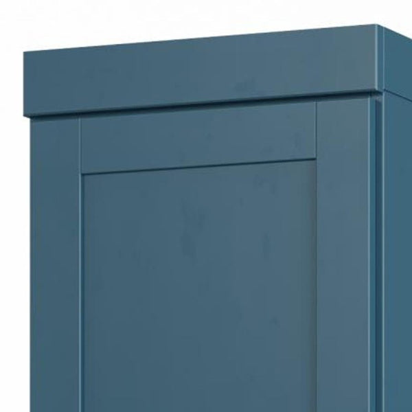 17 Inch Solid Wood Freestanding Linen Armoire with Double Doors Teal Bathroom Storage