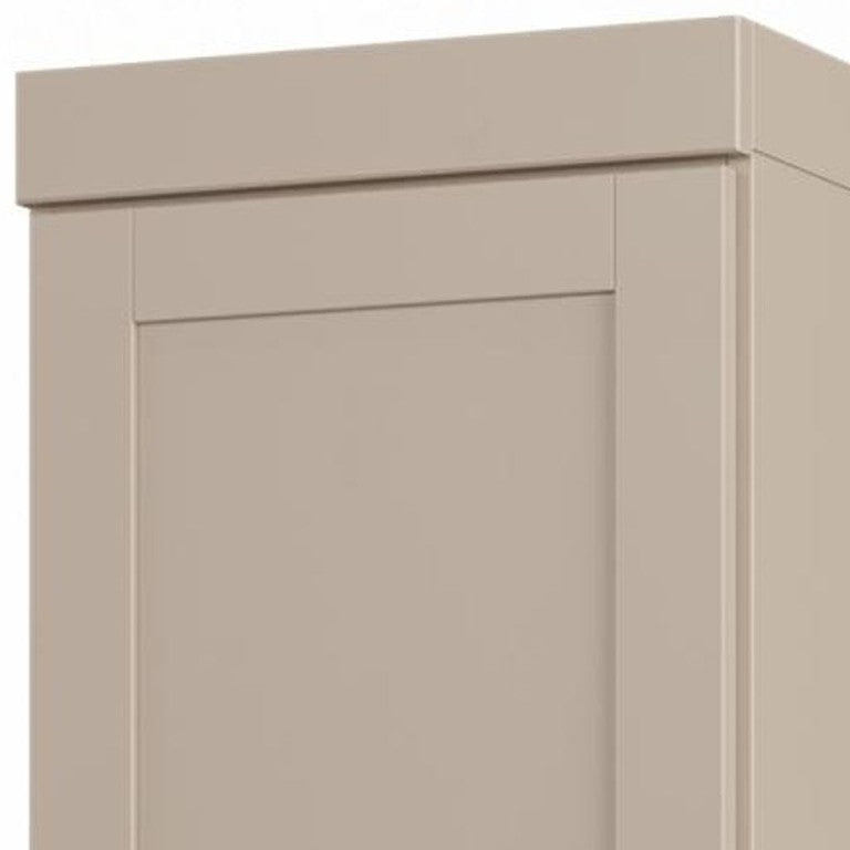 HomeRoots 17 Inch Beige Solid Wood Linen Cabinet with Double Doors for Bathroom Storage 748425