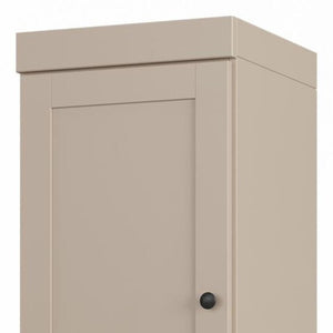 17 Inch Beige Solid Wood Linen Cabinet with Double Doors for Bathroom Storage