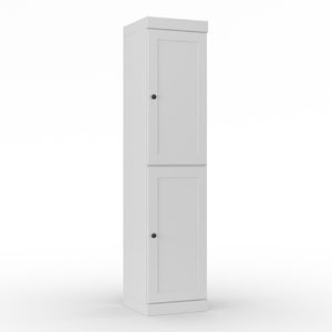 17 Inch Solid Wood Linen Cabinet Freestanding Bathroom Storage with Double Doors White