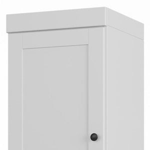 17 Inch Solid Wood Linen Cabinet Freestanding Bathroom Storage with Double Doors White