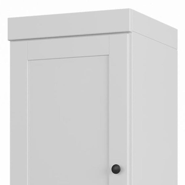 17 Inch Solid Wood Linen Cabinet Freestanding Bathroom Storage with Double Doors White