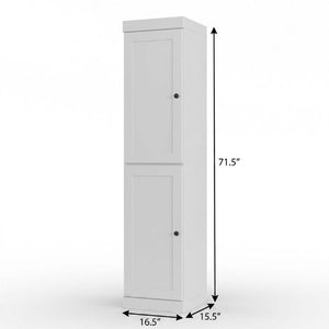 17 Inch Solid Wood Linen Cabinet Freestanding Bathroom Storage with Double Doors White