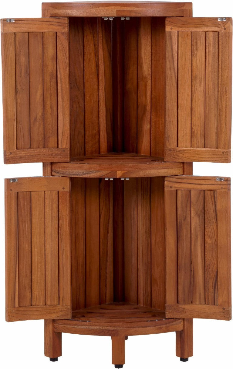 HomeRoots 12 Inch Solid Wood Dual Door Bathroom Storage Cabinet Compact Vanity Organizer 748470