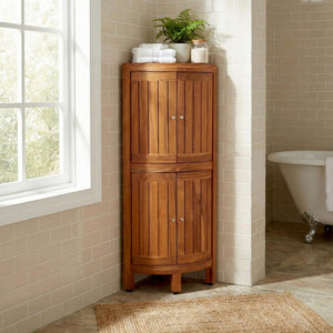 12 Inch Solid Wood Dual Door Bathroom Storage Cabinet Compact Vanity Organizer
