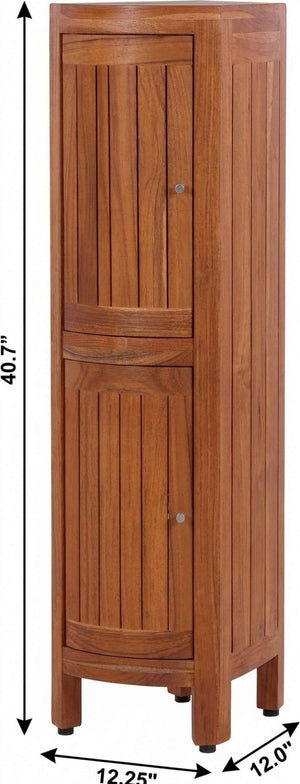 12 Inch Solid Wood Dual Door Bathroom Storage Cabinet Compact Vanity Organizer