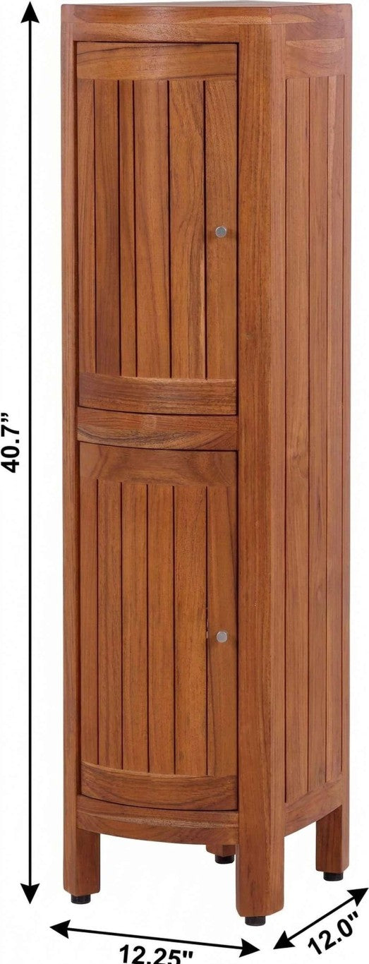 12 Inch Solid Wood Dual Door Bathroom Storage Cabinet Compact Vanity Organizer