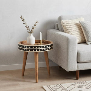 14 Inch Solid Wood Square Accent Table Compact Natural Side Stand for Living Room