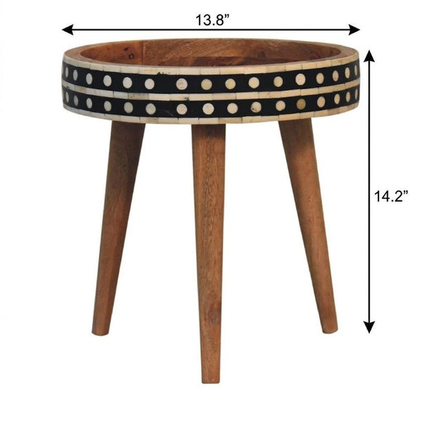 14 Inch Solid Wood Square Accent Table Compact Natural Side Stand for Living Room