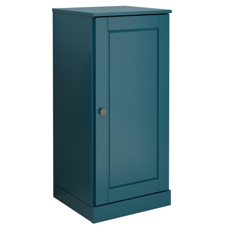 HomeRoots 17 Inch Teal Solid Wood Freestanding Linen Armoire Bathroom Storage Cabinet 748480