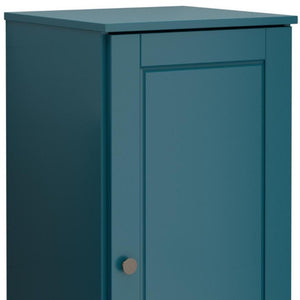 17 Inch Teal Solid Wood Freestanding Linen Armoire Bathroom Storage Cabinet