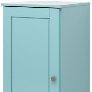 17 Inch Aqua Solid Wood Bathroom Linen Cabinet with Single Door Storage