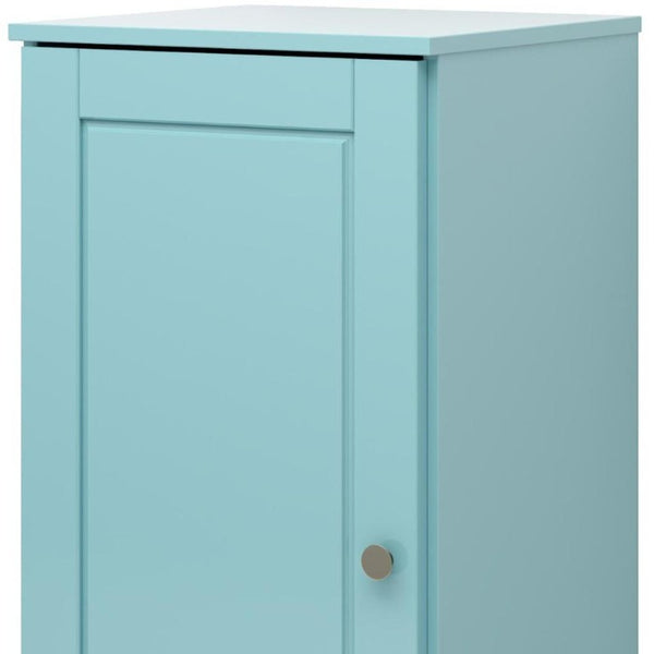 17 Inch Aqua Solid Wood Bathroom Linen Cabinet with Single Door Storage