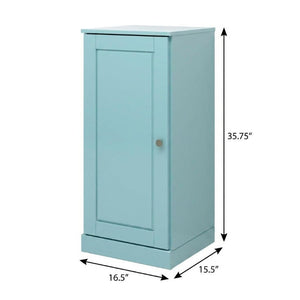 17 Inch Aqua Solid Wood Bathroom Linen Cabinet with Single Door Storage