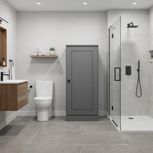 17 Inch Solid Wood Linen Cabinet with Single Door for Bathroom Storage Organization