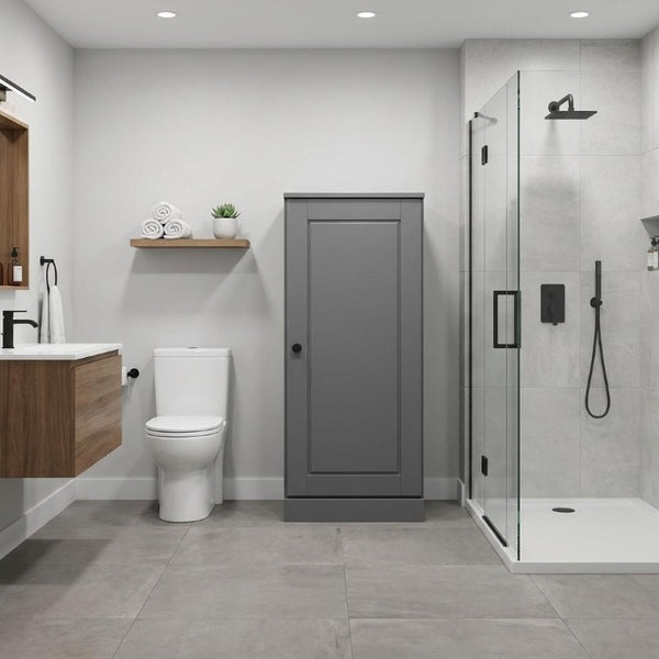 17 Inch Solid Wood Linen Cabinet with Single Door for Bathroom Storage Organization