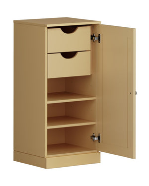 17 Inch Solid Wood Linen Cabinet Freestanding Single Door Bathroom Storage Organizer