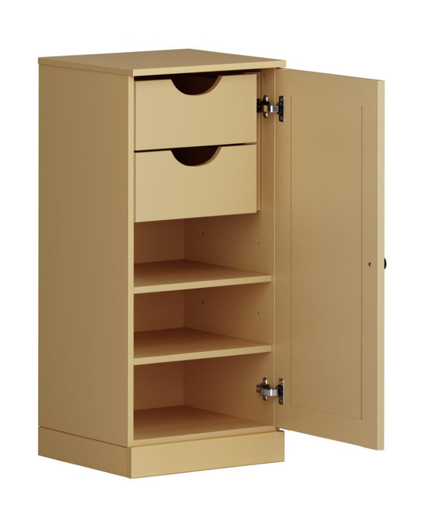 17 Inch Solid Wood Linen Cabinet Freestanding Single Door Bathroom Storage Organizer