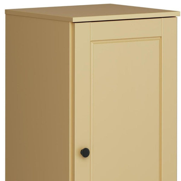 17 Inch Solid Wood Linen Cabinet Freestanding Single Door Bathroom Storage Organizer