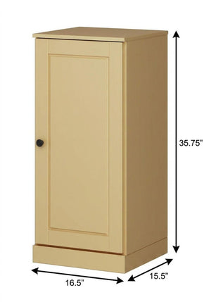 17 Inch Solid Wood Linen Cabinet Freestanding Single Door Bathroom Storage Organizer