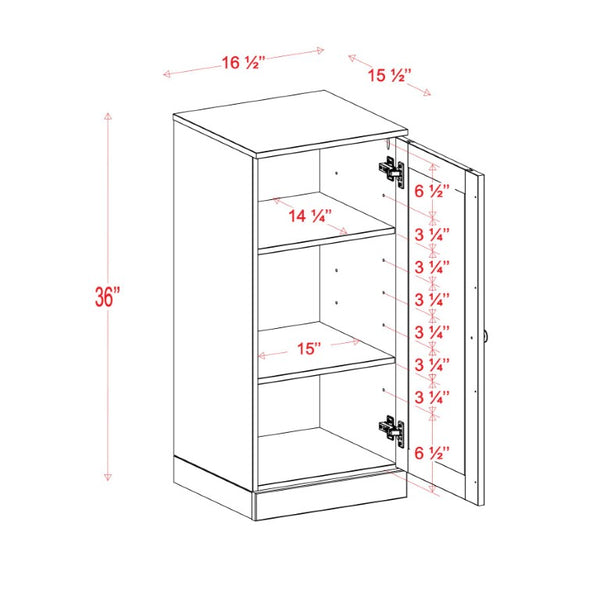 17 Inch Solid Wood Linen Cabinet Freestanding Single Door Bathroom Storage Organizer