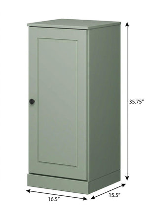 17 Inch Sage Solid Wood Linen Cabinet Freestanding Single Door Bathroom Storage