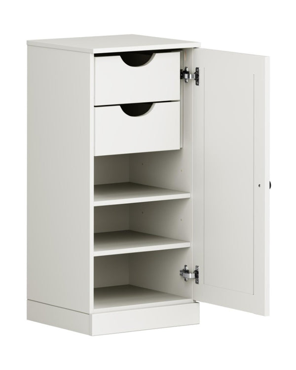 17 Inch Solid Wood Linen Cabinet Freestanding Narrow Storage Tower for Bathroom