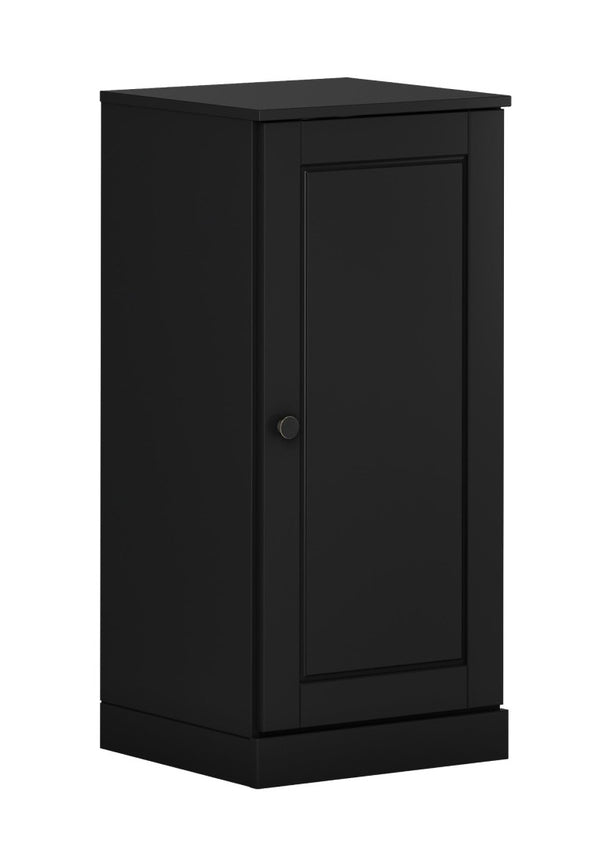 HomeRoots 17 Inch Narrow Solid Wood Linen Cabinet with Single Door for Bathroom Storage 748507